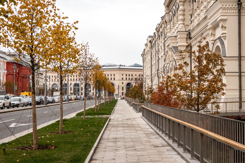 a concrete footpath for pedestrians