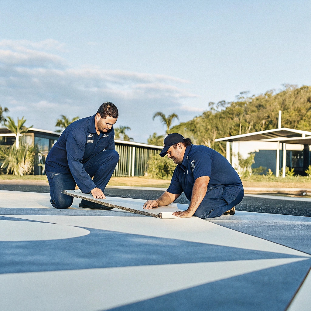 Concrete contractors installing a decorative driveway in Kirwan