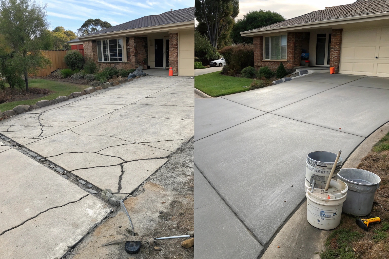 Elegant residential concrete applications including exposed aggregate driveway and decorative patio at a Douglas home