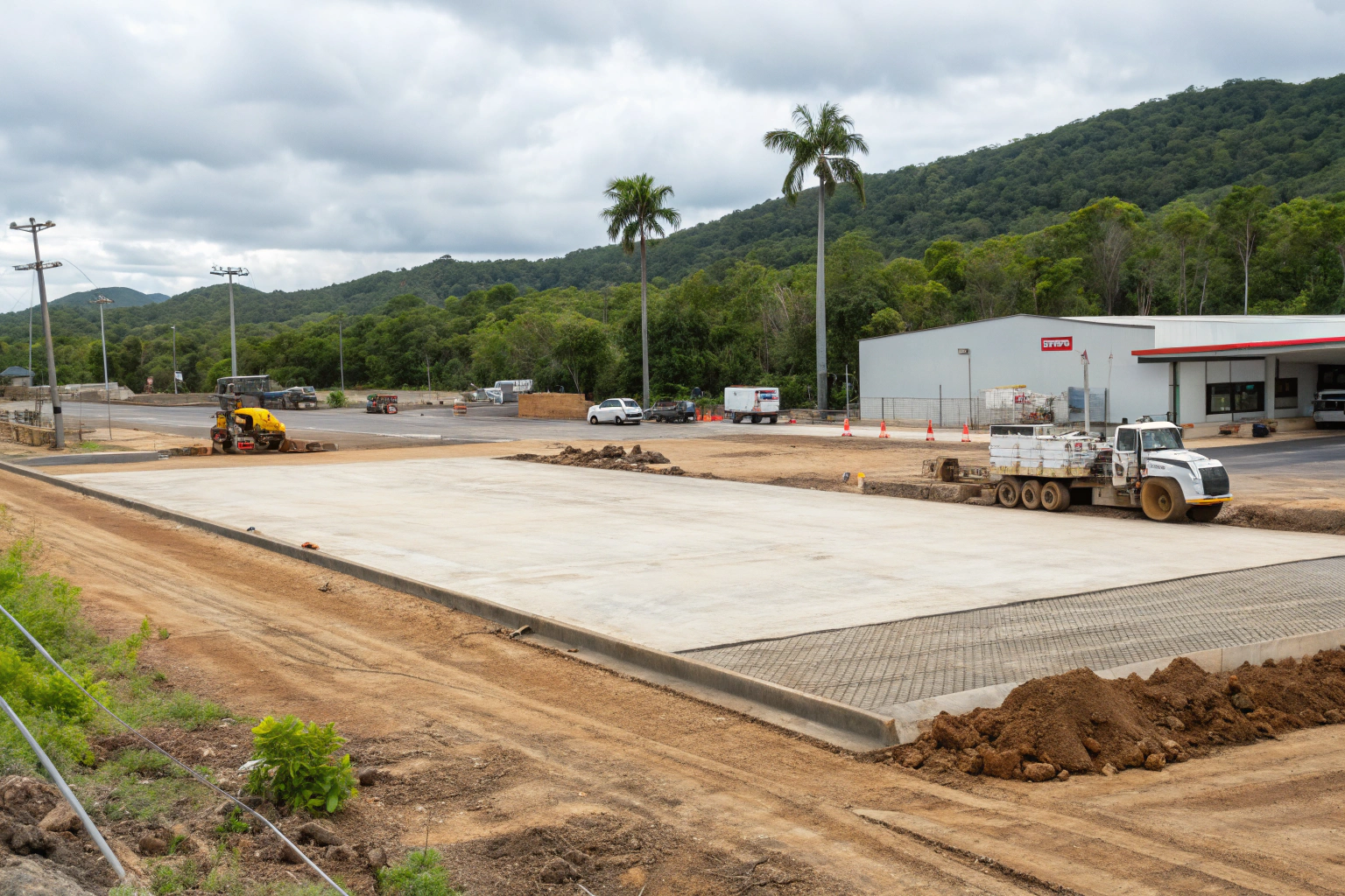 Commercial concrete pad site preparation in Townsville