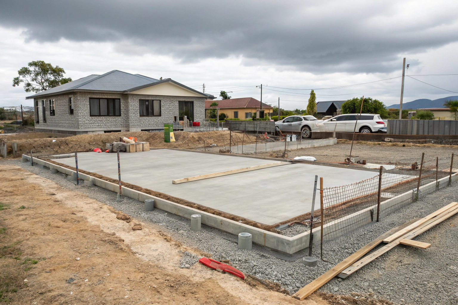 House slab under construction with formwork and reinforcement in Townsville