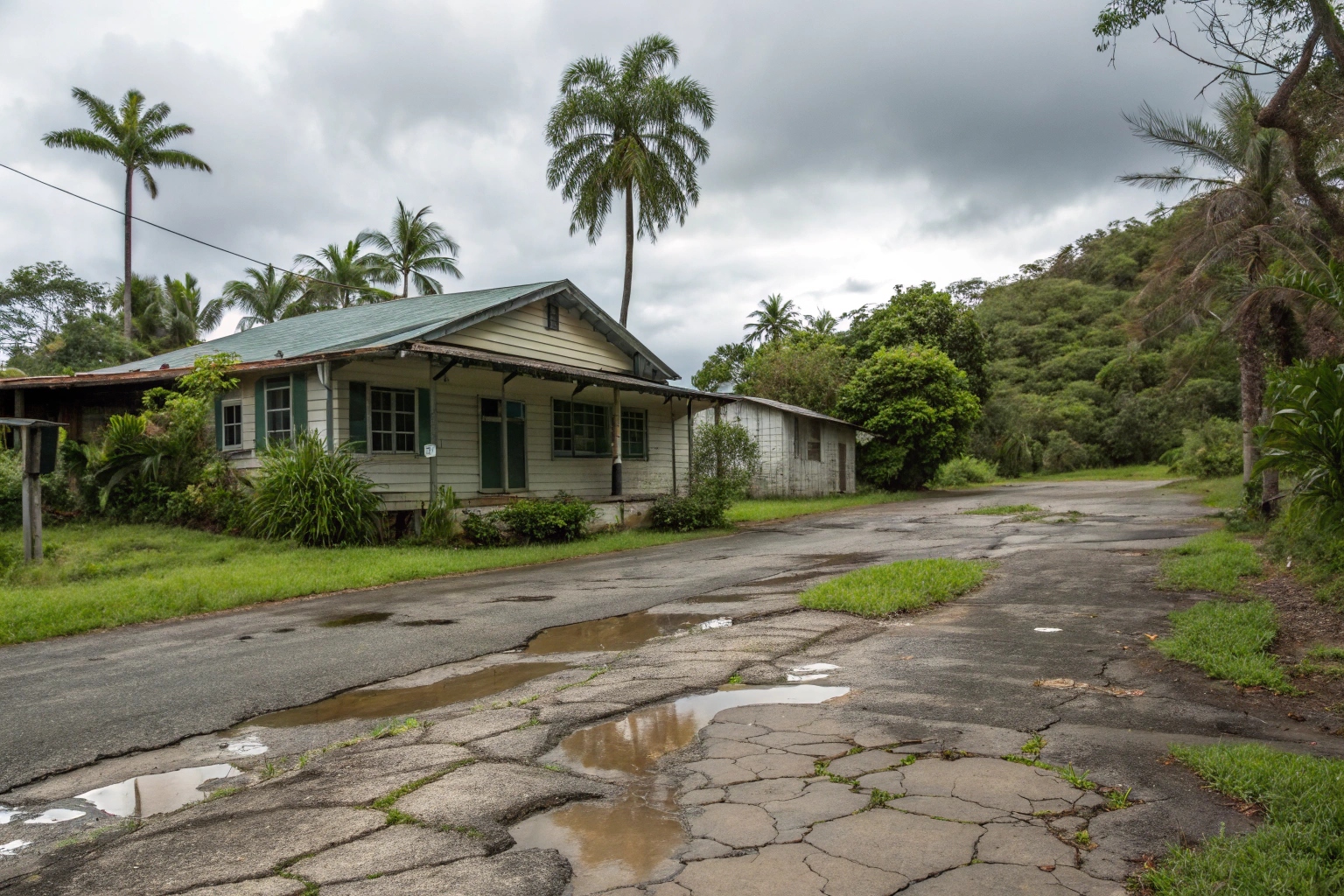 Damaged driveway with drainage problems in Townsville home