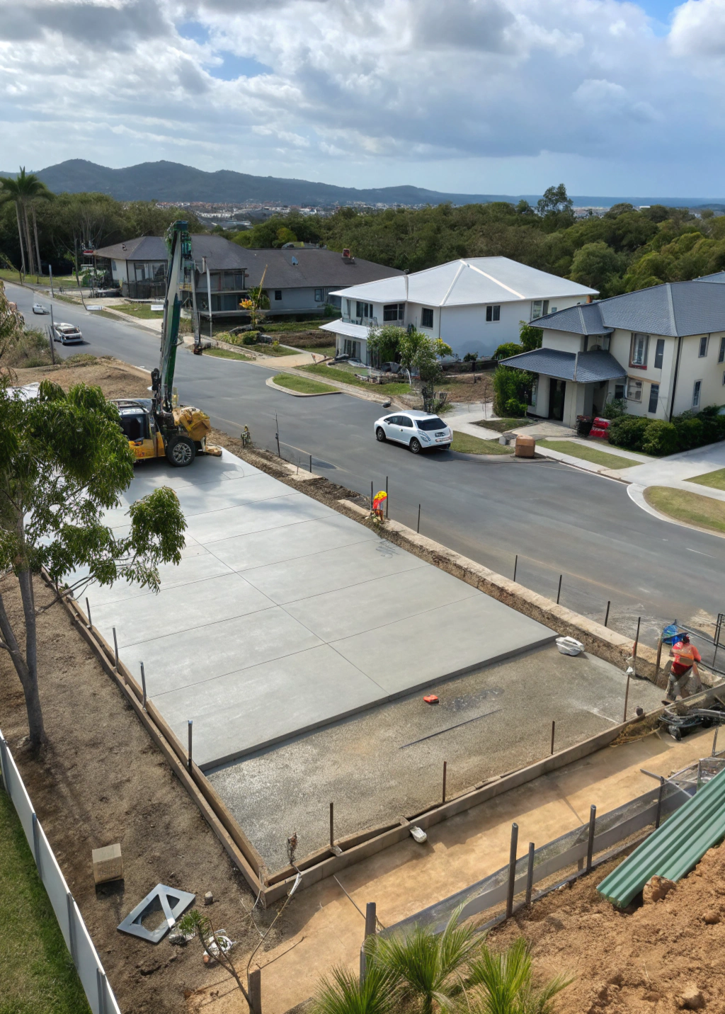 Professional concrete crew pouring a house slab in Townsville