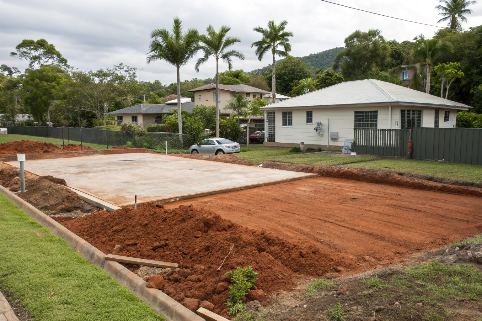 Residential house slab site preparation in Townsville