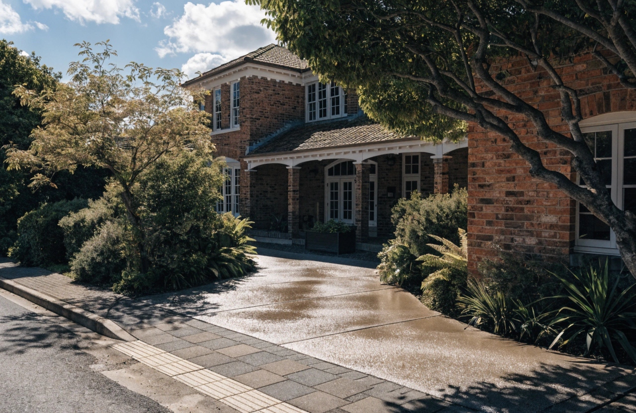 New concrete driveway installed at an established home in Hermit Park Townsville